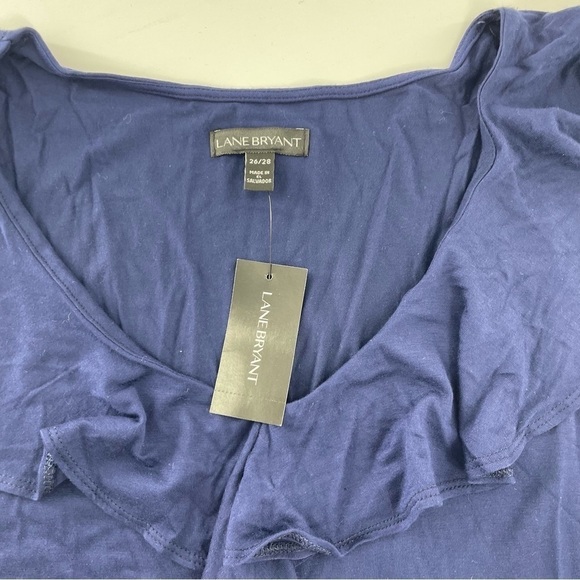 NWT Lane Bryant size 26/28 navy sleeveless v-neck tunic Jersey with ruffles - Picture 3 of 9